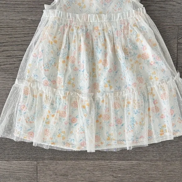 🌼RACHEL ZOE🌼 Floral Ruffle Sheer Overlay Dress, Size 3T - Picture 3 of 7